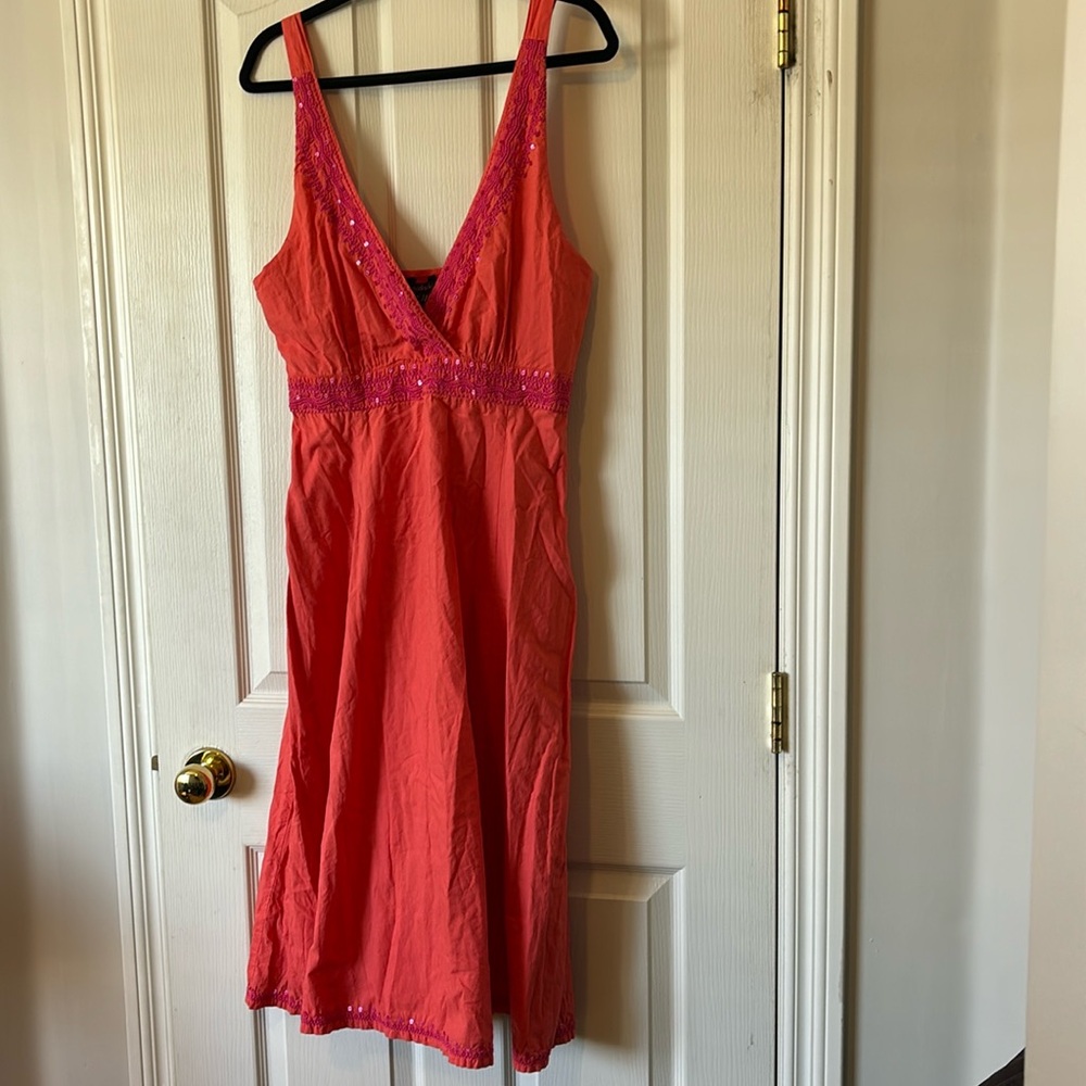 LONG TALL SALLY 100% Cotton Midi Dress, coral colour size 8